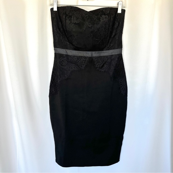 LULUS READY TO WOW BLACK LACE STRAPLESS BODYCON LBD MINI DRESS. SzS - Picture 4 of 12